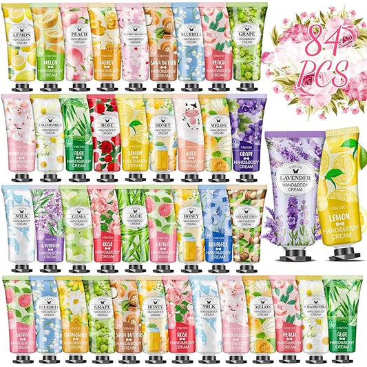 84 Pack Hand Cream Gifts Set for Women, Bulk Hand Lotion for Birthday Gifts for Women, Bridesmaid Gifts, Thank You Gifts, Mini Moisturizing Hand Lotion Travel Size for Dry Cracked Hands
