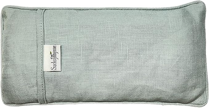 Sacksy Thyme Organic Linen Eye Pillow - Lavender & Flaxseed for Relaxation, Yoga, Stress Relief - Microwavable Heating Pad & Cool Compress - Made in USA - Gifts for Meditation