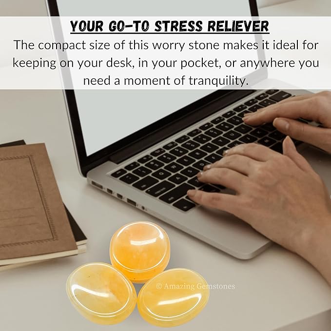 Amazing Gemstone Yellow Aventurine Worry Stone Crystals and Healing Stones - Worry Stones for Stress Relief Gifts - Piedra Crystal Fidget for Meditation - Unique Stocking Stuffers and Birthday Gifts