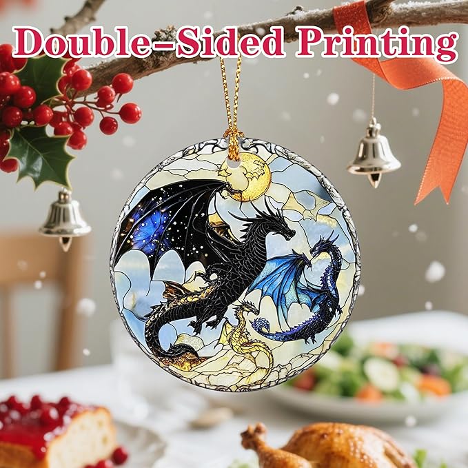Christmas Ornament, Christmas Decoration, Ceramic-Style Dragon Ornament, Heirloom Keepsakes, Holiday Ornaments, Holiday Presents, Unique Xmas Gifts, Gift Exchange Ornaments, Gift Idea