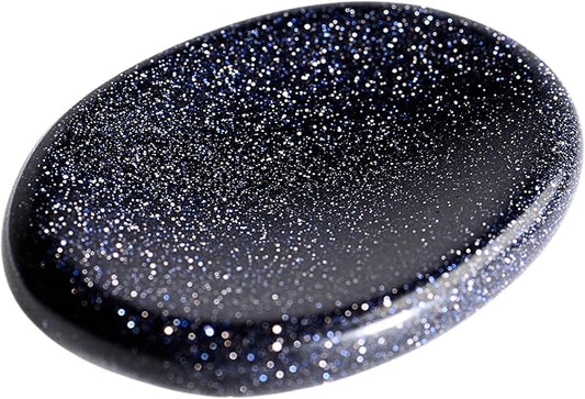 Blue Goldstone Worry Stones – Crystal Thumb Worry Stone for Anxiety, Stress – Relaxing and Soothing Balance Stones for Meditation, Stress Relief – Healing Stones and Crystals for Men and Women