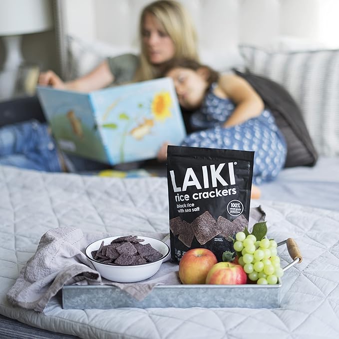 LAIKI Black Rice Crackers Combo | Gluten-free Healthy Snack | Vegan Savour Snack | NON-GMO Certified | Flavorful Snack | Diabetic Friendly | 100% Wholegrain | 12 Packs of 21 grams with 1 pack of 3.53