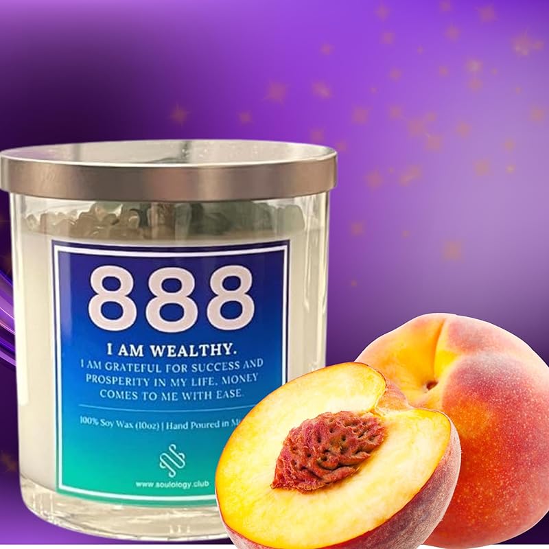 888 Angel Number Candle, 10oz, Crystal candle, 100% Soy Wax & Phthalate-Free Fragrance candles, Gifts candles for women, Angel Number Gift, Money Drawing Candle, Money Candle