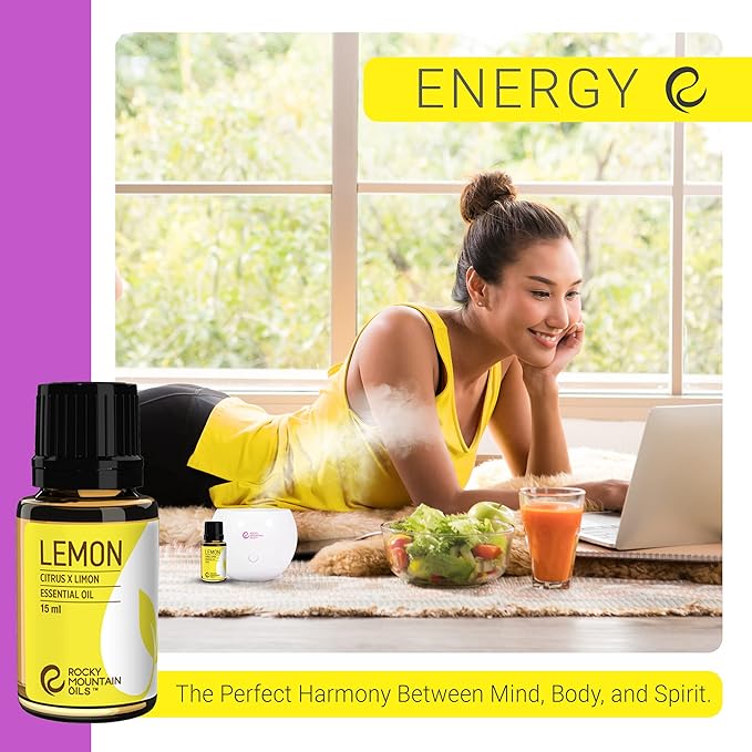 Rocky Mountain Oils Lemon Essential and Natural Aromatherapy Essential Oils for Diffuser, Topical, and Home - 15ml