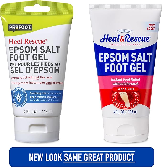 Heal&Rescue Epsom Salt Foot Gel, 4 Ounce, Soothing Relief for Painful, Tired, Aching Feet, Ditch the Foot Bath for Instant Relief