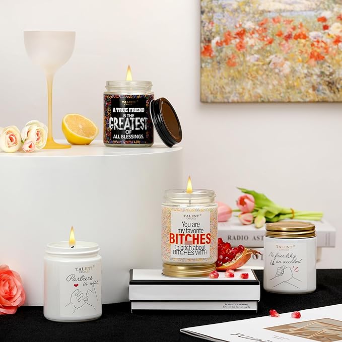 Gifts for Women, Unique Gifts for Women, Best Friend Funny Birthday Gifts for Women Men, Friendship Gifts for Women Men Friends - 8.4 oz GOOD VIBE Scented Candles Gifts, TCGJ7495-2-GV-2