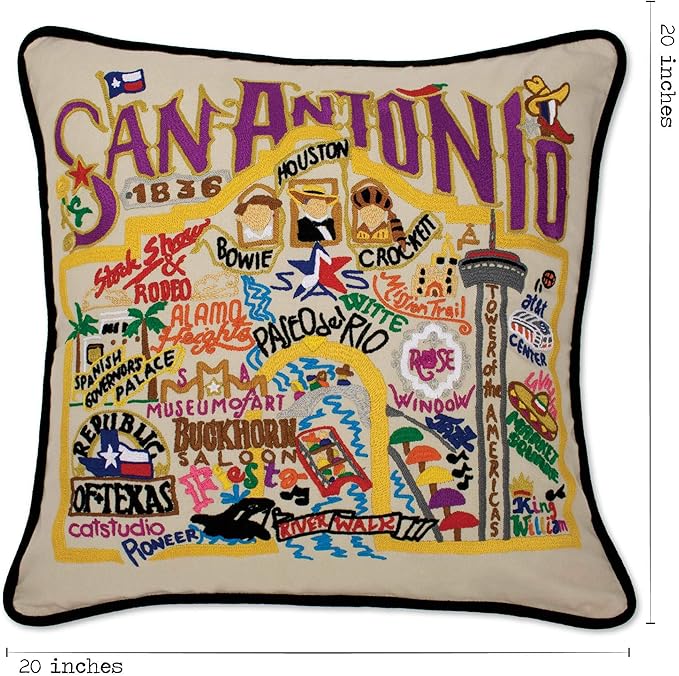 Catstudio San Antonio Embroidered Decorative Throw Pillow
