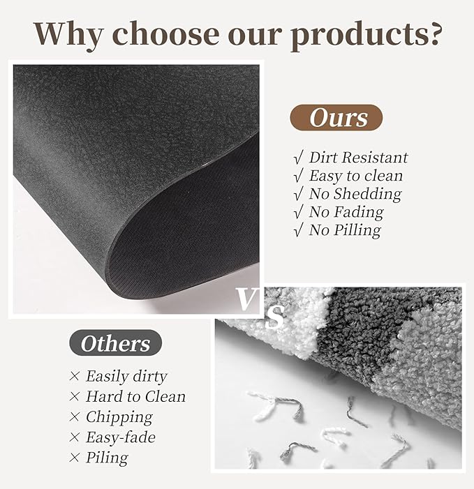 Dark Grey Bathroom Mat Rugs 47x17 Long Diatomaceous Earth Bath Mat Large Quick Dry Bath Mat Non Slip Rubber Backed Super Absorbent Shower Mat, Thin Bathroom Runner Rugs Floor Mat Fit Under Door