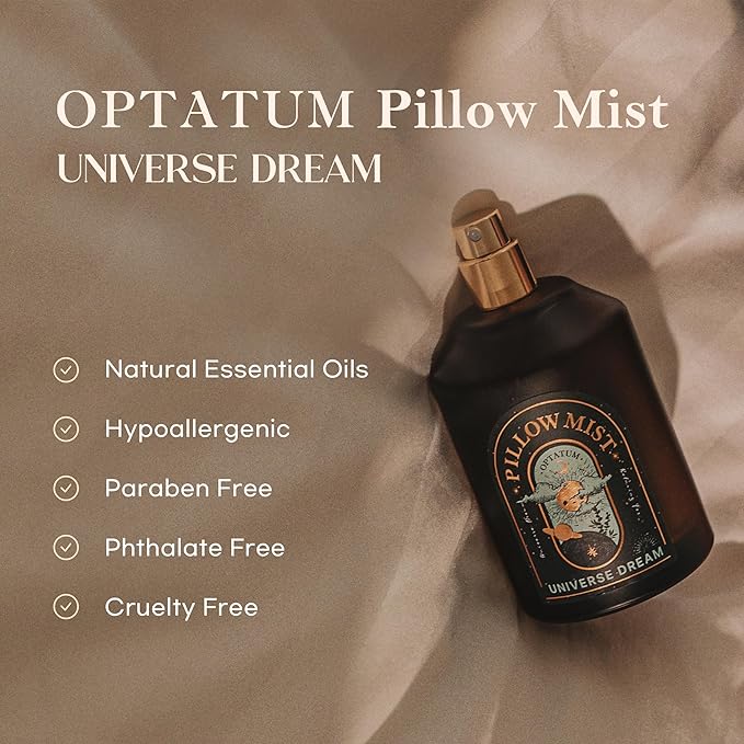 OPTATUM Pillow Mist - Aromatherapy Pillow Spray for Sheets, Linen & Bedding, Natural Essential Oils for Stress Relief, Gift for Someone Who Wants to Sleep Well - Universe Dream