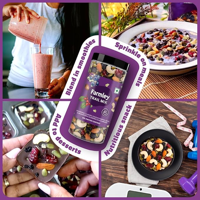 Farmley Trail Mix | Superfood | Mixed Seeds, Nuts and Berries | 7-in-1 Mix | Cranberries, Almonds, Cashews, Pumpkin Seeds, Sunflower Seeds, Blueberries, Blackcurrents | 15.87 Oz