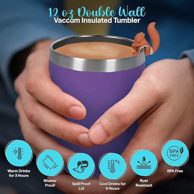 Gift Sets for Tea Lovers Women and Men Tumbler 15 Unique Teas 10 Honey Straws (Mom Card-Purple)