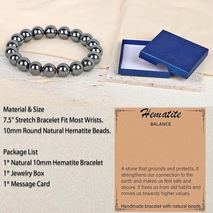 LPBeads Handmade Natural Gemstone Stretch Elastic Bracelet Healing Crystal Round Stone Beads Jewelry Gifts for Women Men