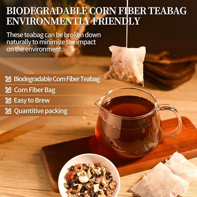 25Pcs Ginseng Ten Treasures Tea, Chinese Traditional Kidney Care Herbal Tea, Natural Kidney Cleanse Detox Tea for Women & Men, 10 Precious Ingredients Formula(25Bags, 300g)