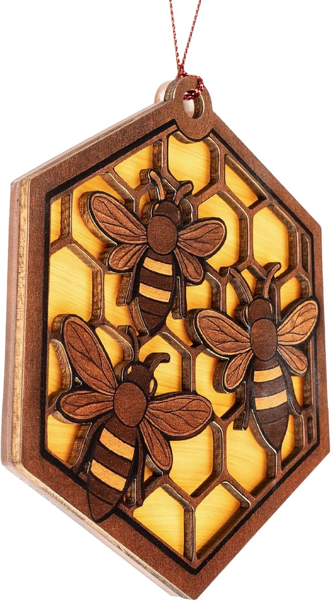 Bee Ornament - Honeybee Decor - bee Gift for Women - bee Gifts - bee Decorations for Home - Christmas Ornament 2025 - White Elephant Gifts - Xmas Tree Funny Decoration RUSATEN Beehive