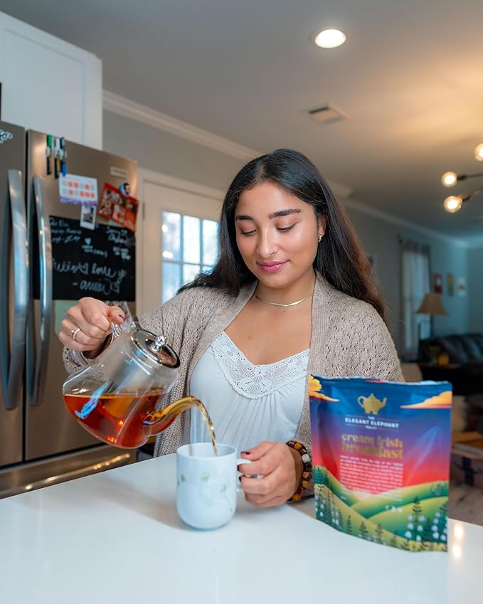 Cream Irish Breakfast Tea, Loose Leaf Black Tea – Irish Classic with Caramel & Strong Assam – Robust, Full-Bodied – Drink Hot or Iced – 4 oz Resealable Bag (Makes 50 Cups) – The Elegant Elephant