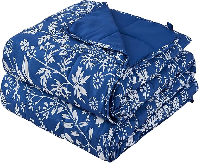 25 lbs weighted blanket Queen Size for Adults (60”x 80”, Indigo) Cooling Heavy Blanket for Sleeping Perfect for 240-260 lbs, Winter Thick Breathable Blanket with Premium Glass Bead, Machine Washable