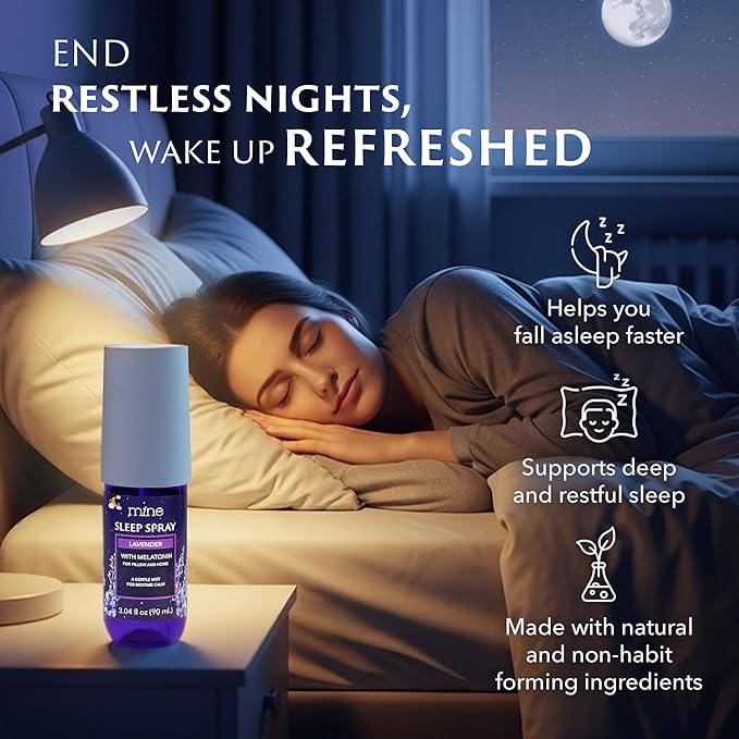 Lavender Sleep Spray with Melatonin – Natural Pillow Mist for Relaxing Sleep, Calming Bed Spray for Adults, Lavender Pillow Mist