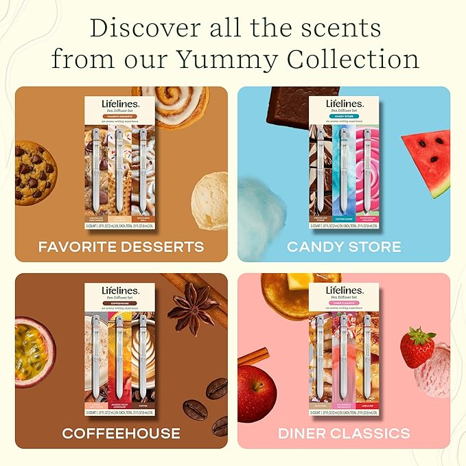 Lifelines Pen Diffuser Set, Apple Crisp - 1mm Black Ballpoint Pen with Scented Essential Oil Blend & 2 Ink Refills – Aromatherapy Diffuser & Sensory Immersion Diffuse Aroma As You Write