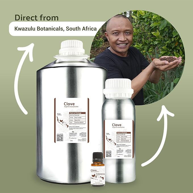 Clove Essential Oil - 100% Pure Steam Distilled Natural Aceite de Clavo from Indonesia for Aromatherapy & Wellness - Premium Grade (22lbs)