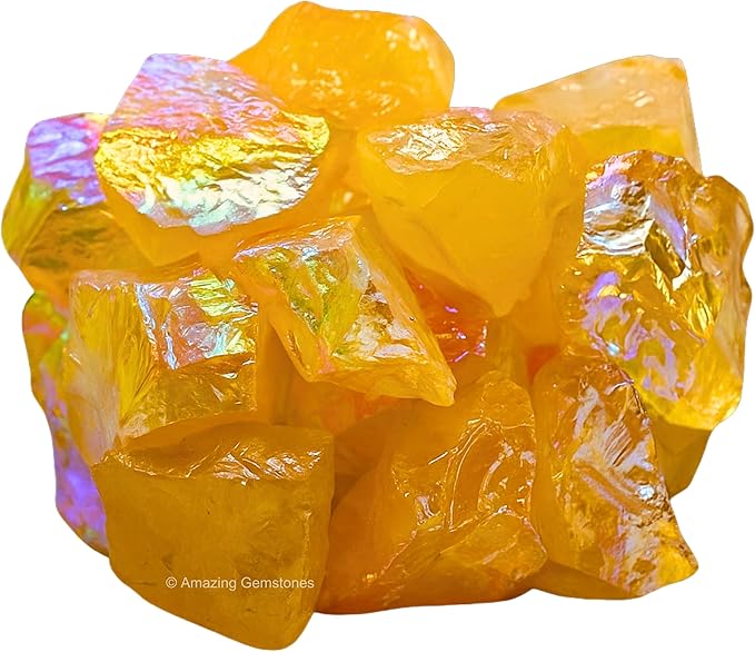 Amazing Gemstone 2 Pieces Yellow Aura Quartz Raw Crystals and Healing Stones, Natural Rocks for Meditation and DIY Raw Stones and Crystals
