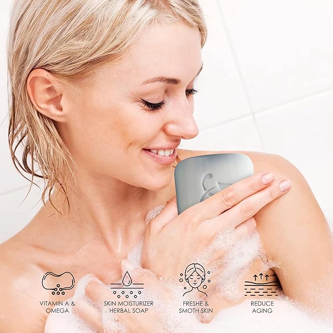 HERBOGANIC Sage Peach and Pomegranate Herbal Soap | Pack of 6 of 5oz soap Bar | Ideal for Men and Women, Soothing and Nourishing Soap for Moisturization