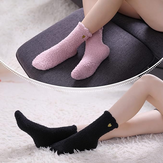 LINEMIN Womens Fuzzy Socks Cozy Fluffy Winter Warm Slipper Socks Microfiber Soft Home Sleeping Socks