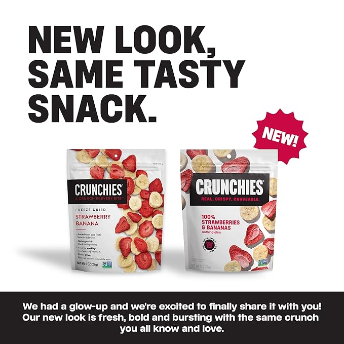 Crunchies Freeze-Dried Fruits, 100% All Natural Crispy Fruit, Non GMO and Kosher, Resealable Freeze Dried Fruit Snack Packs, Pack of 6 (Strawberry Banana)
