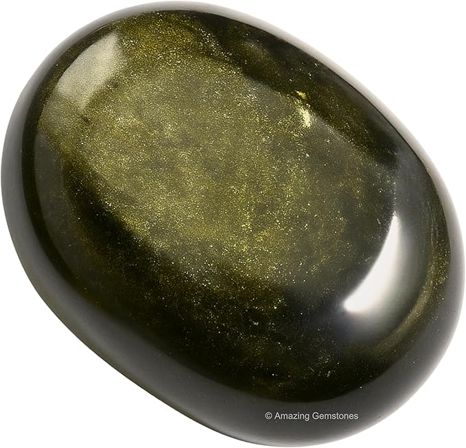 Amazing Gemstone Golden Sheen Obsidian Crystals and Healing Stones - Large Palm Stone Crystals Piedra - Crystal for Good Luck, Positive Energy, Meditation - Unique Stocking Stuffers, Gifts for Women