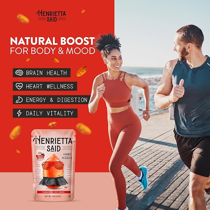 Henrietta Said Wing-Flavored Peanuts - Truly Good Foods Snacking Nuts - Bold Flavors - Savory & Spicy - Jumbo Flavored Peanuts - Protein Packed Vegan Snack - 1 (5-oz) Pack - Ancho Kimchi