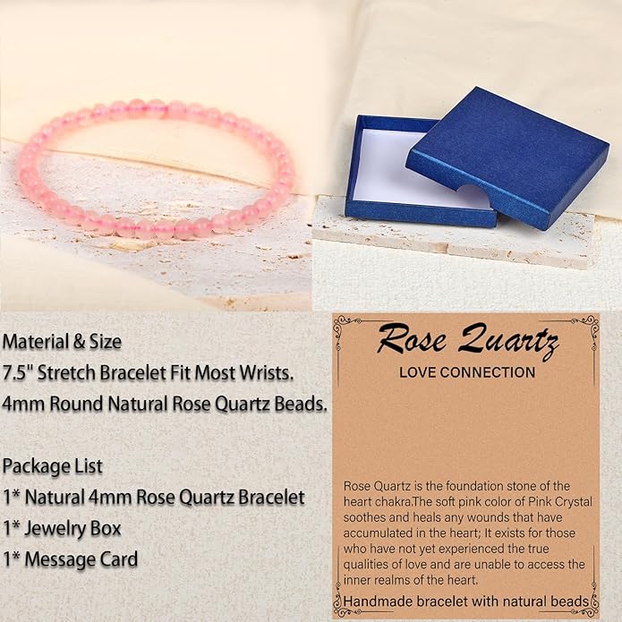 LPBeads Handmade Natural Gemstone Stretch Elastic Bracelet Healing Crystal Round Stone Beads Jewelry Gifts for Women Men