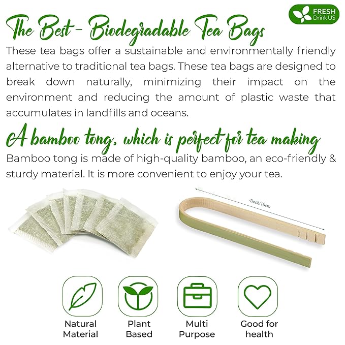 FreshDrinkUS, 40 Premium Soursop Graviola Fruit Tea Bags, 100% Natural and Pure from Soursop Fruits, Made With Natural Materials-Corn Fiber Tea Bag, Sugar/Caffeine/Gluten Free, Hoja Guanabana Tea