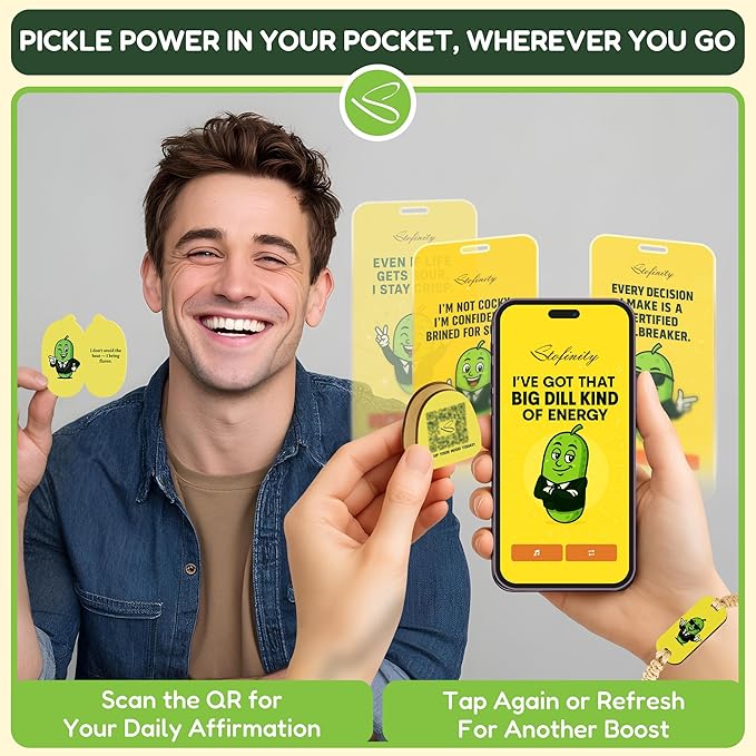 Funny Affirmation Cards For Men - Positive Pickle Gifts Ideas, Motivational Gifts For Men Husband Coworkers, Inspirational Cards With Quotes, Jar Of Encouragement Card For Office Desk Decor