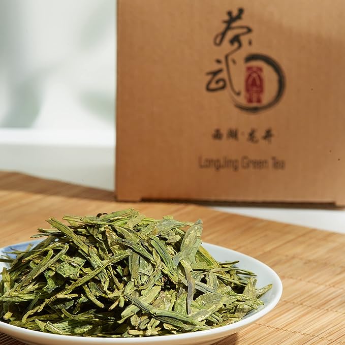 ChaWuWarmSun [S] LongJing Green Tea,3.5oz/100g,Chinese Dragon Well Green Tea Loose Leaf