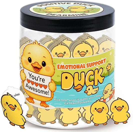 60 Positive Duck Cards Jar, Affirmation Cards for Women, Emotional Support Duck, Duck Gifts for Women, Duck Gifts, Duck Gift for Duck Lovers, Duck Bracelets, Positive Duck