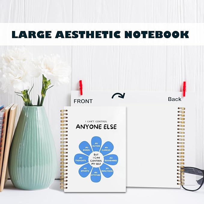 BearCake Notebook Journal, Blue Floral Notebook for Women,Journal for Women, Aesthetic Office Supplies Hardcover Spiral Notebook 5.5x8.3 640