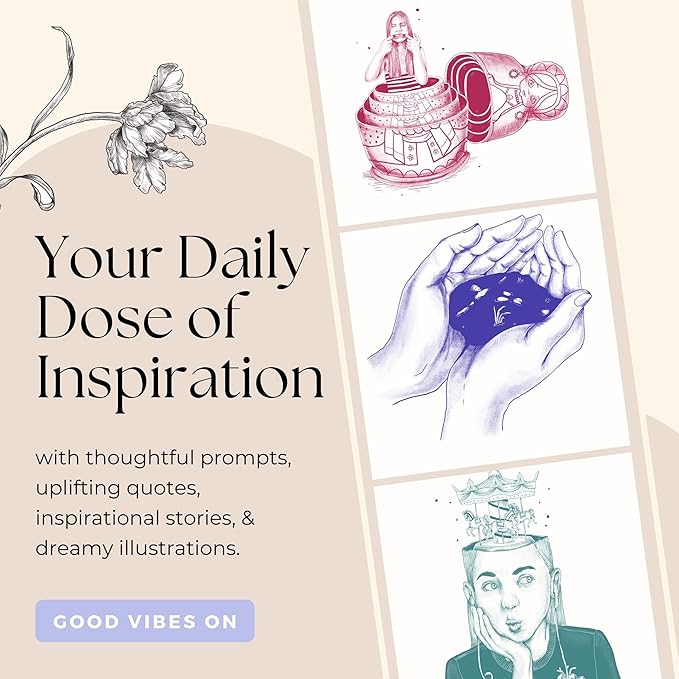 Her Vibe Journal | 13-Week Guided Mindfulness Journal for Women | Fresh Daily Prompts, Activities & Inspiration | Elegant Design & Dreamy Illustrations | Nurture Self-Love & Wellness | A5 Size | Premium Gift Box Included