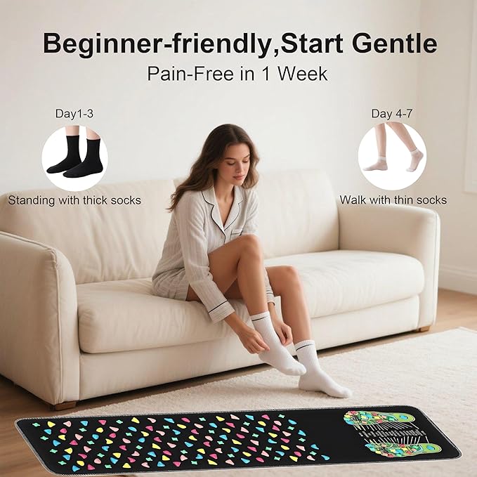 Foot Massage Mat,Reflexology Foot Pressure Point Mat,Acupressure Mat for Feet Relaxes(68.9 x 13.78 Inches)
