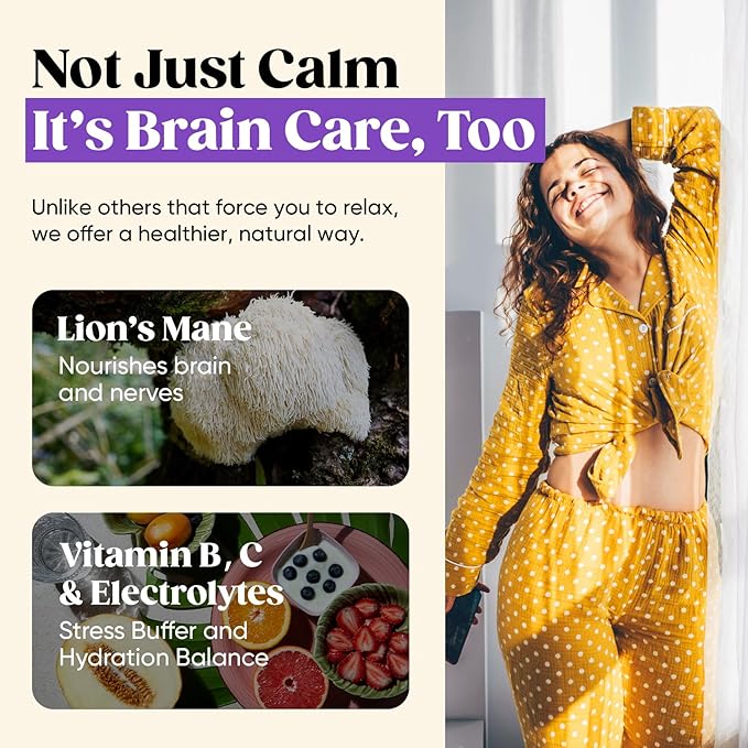 Venture Pal Calming Powdered Drink Mix, Magnesium Glycinate, Ashwagandha, L-Theanine,Vitamin D, Lions Mane, Sugar Free Magnesium Supplement Blend for Relax & Focus, Non GMO, Vegan, On The Go