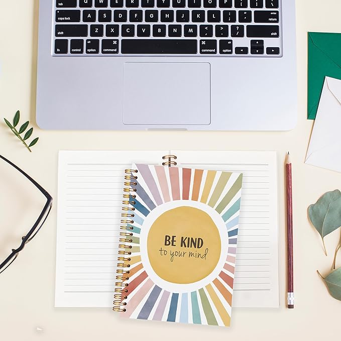 BearCake Inspirational Notebooks,Boho Sun Spiral Notebook,Mental Health Boho Journal, Boho Colorful Sunshine,Sun Hardcover Notebook for Office School Women,Hardcover Spiral Notebook 5.5x8.3