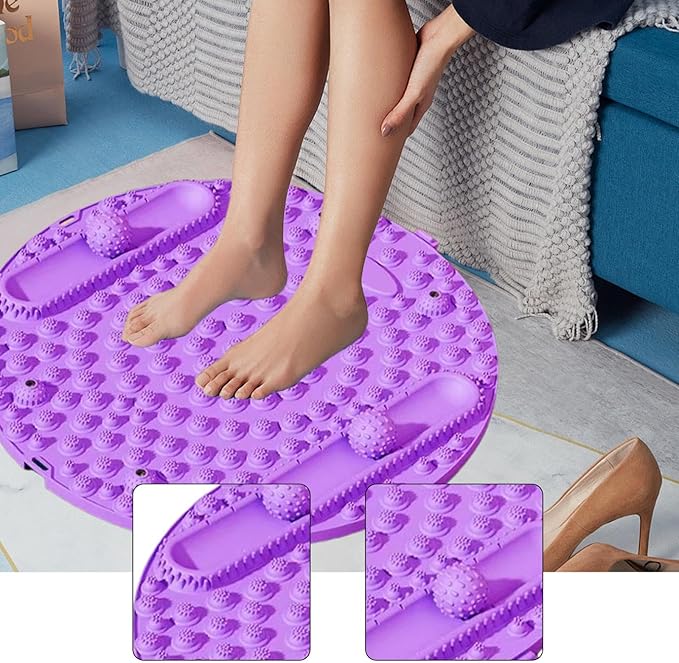 Foot Massage Pad Foot Pressure Point Pad 55 cm Thickened Acupressure Mat Round for Running Office Home Gym Use Lightweight, Violet