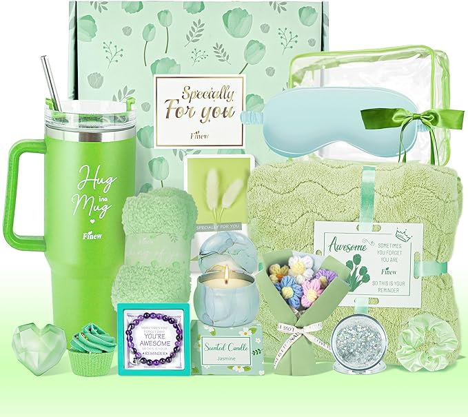 15PCS Birthday Gifts for Women, Relaxing Spa Gifts Baskets for Her, Care Package with Luxury Flannel Blanket and 40 oz Tumbler, Valentines, Mothers Day, Christmas Women's Gift for Mom, Wife, Friends
