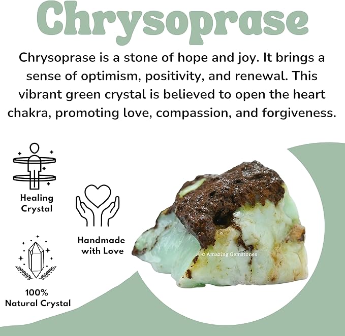 Amazing Gemstone Chrysoprase Raw Crystals and Healing Stones, Natural Rocks for Tumbling - DIY Raw Stones and Crystals, 2 Pieces