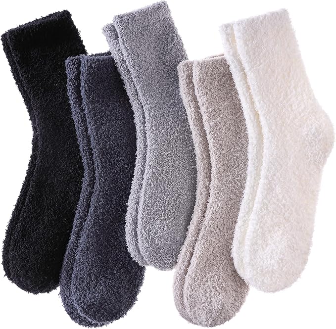LINEMIN Womens Fuzzy Socks Cozy Fluffy Winter Warm Slipper Socks Microfiber Soft Home Sleeping Socks