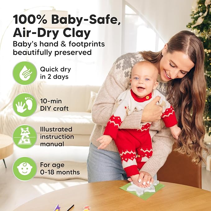 Baby Hand and Footprint Kit - Personalized Newborn Footprint Ornament, Clay Handprint Keepsake,Easy DIY Dog Paw Print Kit,Baby Shower Gifts for Boys,Girls,New Mom Gifts(Snowflakes)