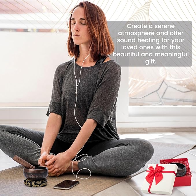 DomeStar Tibetan Singing Bowl Set, Authentic Handmade Meditation Bowl Stress Relief Yoga Set with Striker & Cushion for Sound Therapy, Chakra Healing, Spiritual Gatherings