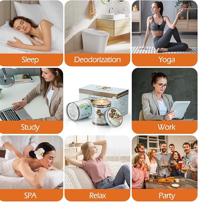 Luxury Jasmine&Musk&Sandalwood Scented Candles Set | 2 Pack,510g,8% Essential Oils,80H Burun | Clean Burning Smokeless Soy Wax for Aromatherapy, Meditation, Yoga | Relaxation Gift for Women & Men