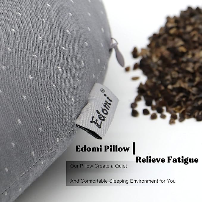 Buckwheat U-Shaped Neck Pillow Adjustable Buckwheat Hull Pillow with Pillowcase, Neck Support and Shoulder Relax Cervical Pillow (12x12 inch, Grey)