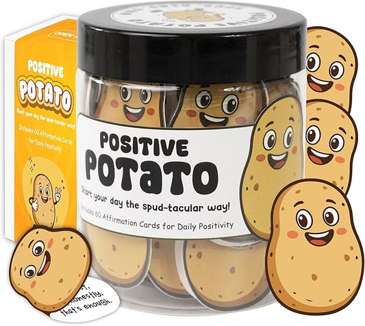 Emotional Supports Potato Jar, 60 Positive Potato Cards in Jar, Affirmation Gifts for Women, Coworker Leaving Gift, Farewell Gifts for Coworkers, Birthday Gifts for Girls, Teens, Friends