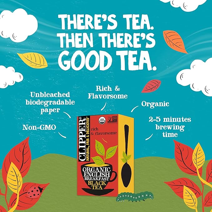 Clipper Tea Organic Fairtrade English Breakfast, Big Ben - USDA Organic, Non-GMO, Fair Trade, Sustainable Caffeinated Tea, 1 Pack, 20 Unbleached Tea Bags