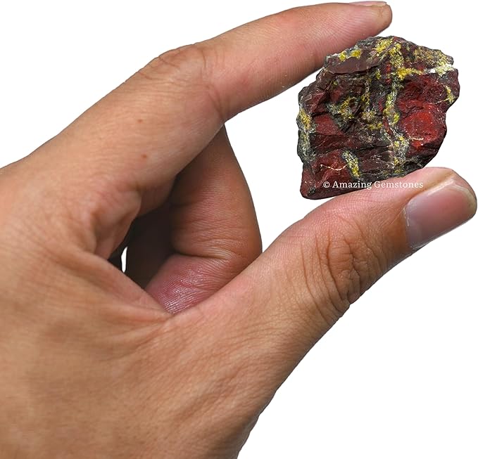 Amazing Gemstone Dragon Bloodstone Raw Crystals and Healing Stones, Natural Rocks for Tumbling - DIY Raw Stones and Crystals, 2 Pieces